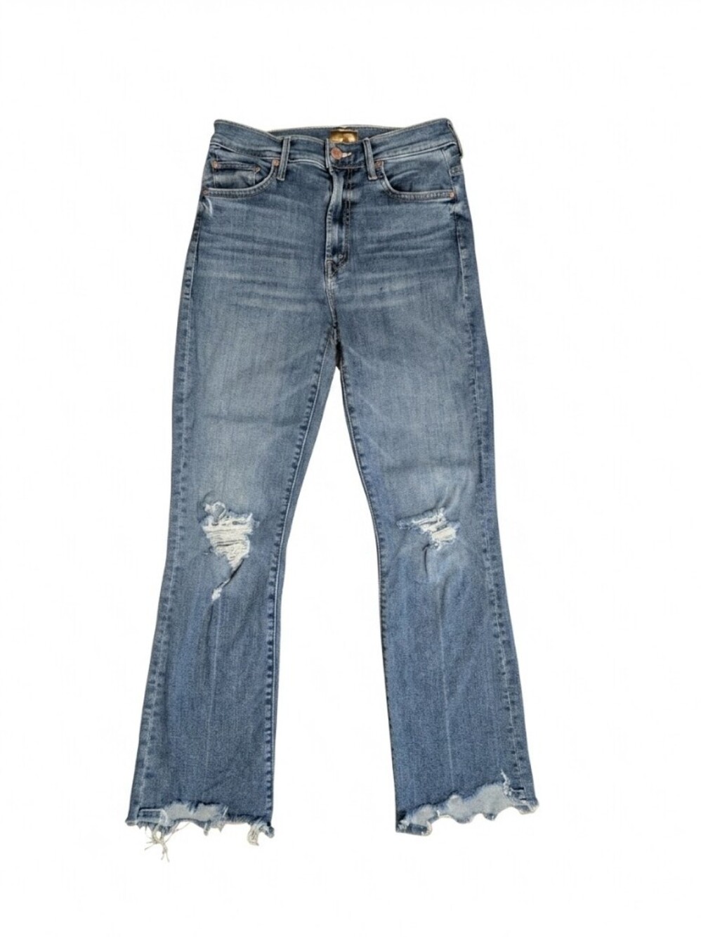 MOTHER The Insider Crop Step Chew Jeans 27 Dancing On Coals Distressed Flare